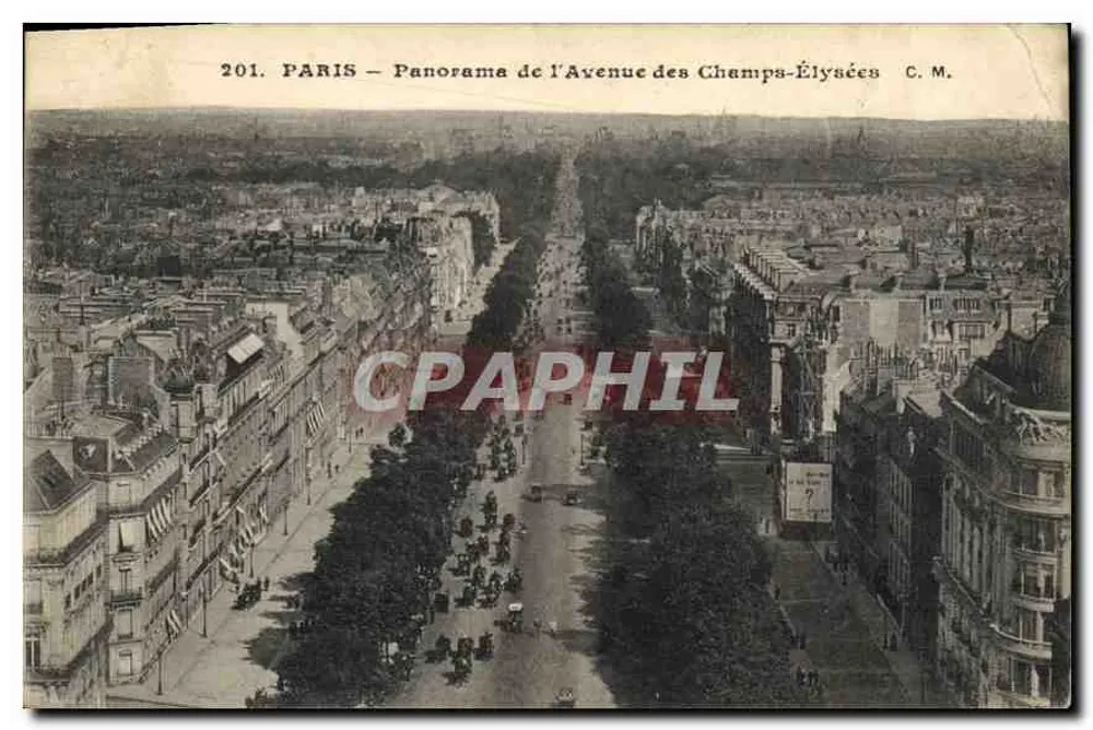 París — Panorama de la Avenue des Champs-Élysées — C.M. n°201 - Anverso