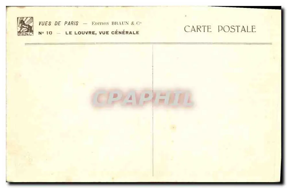 Il Louvre — Vista generale — Edizione Braun & C°, N° 10 - Verso