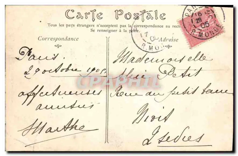 Paris — Le Pont de la Chambre des Députés — éditeur P. FRIS - Verso