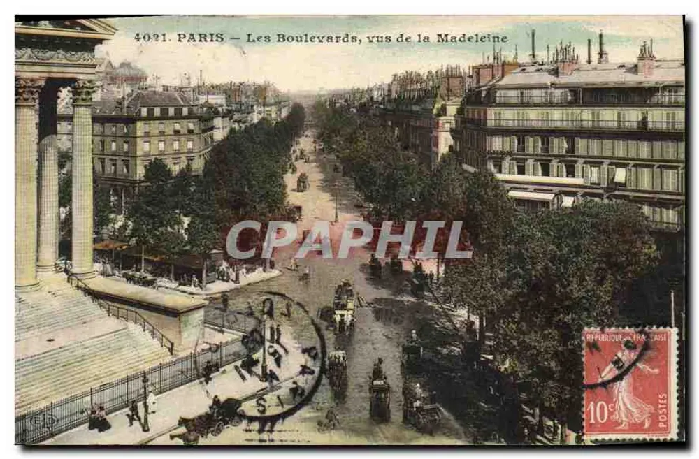 Paris — Os Boulevards, vistos da Madeleine — n° 4021 - Frente