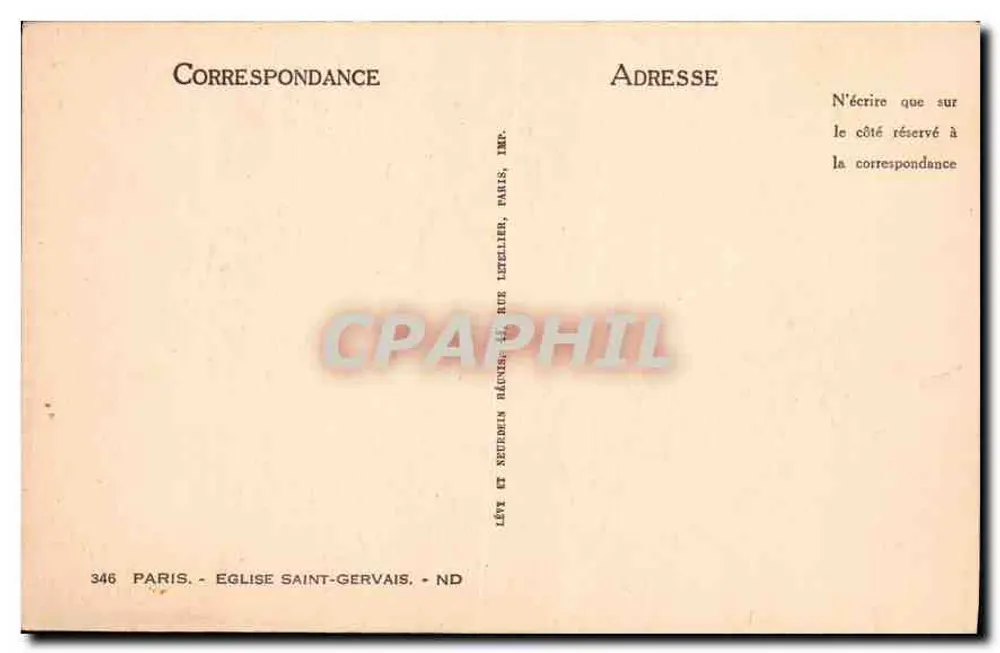 Igreja de Saint-Gervais — Paris — Editor Lévy e Seudrein - Verso