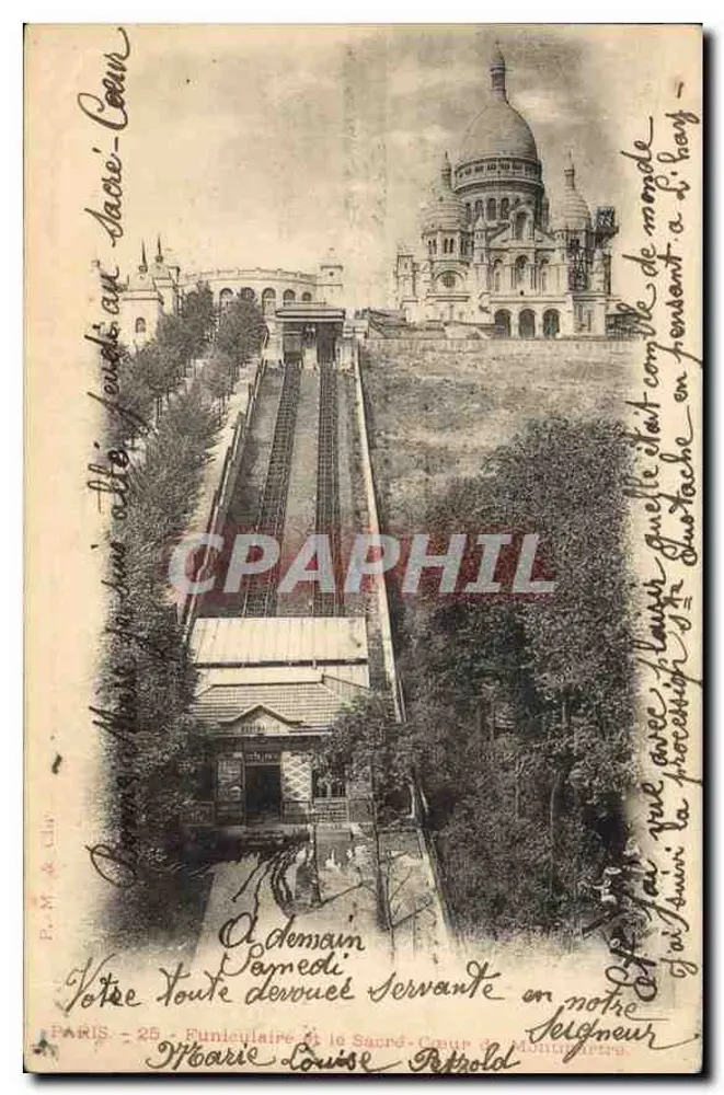 Fonduelair und der Sacré-Cœur von Montmartre — Ansicht mit dem Funicular — Verlag P. M. & Cie, Nr. 25 - Vorderseite