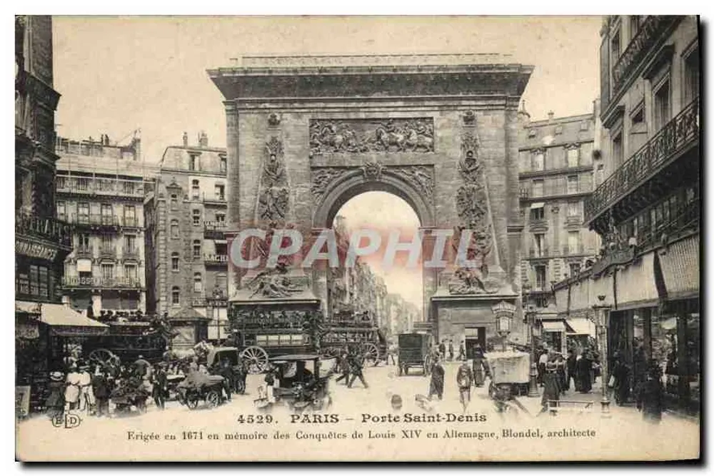 Paris - Porte Saint-Denis — Frigée en 1671 en mémoire des Conquêtes de Louis XIV, Blondel, architecte - Recto