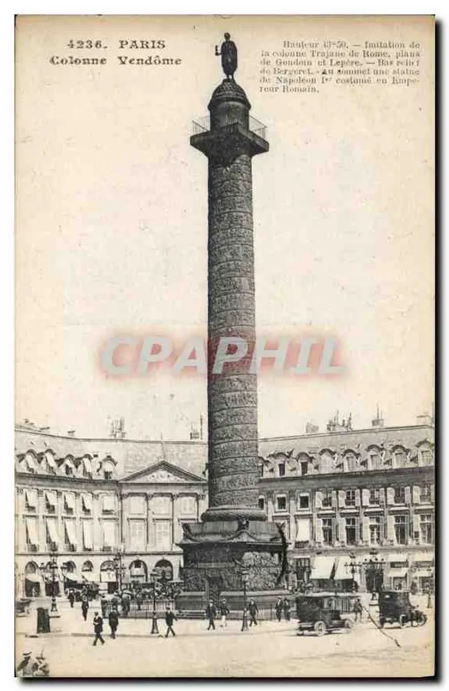 Coluna Vendôme — Paris — editor Gondou e Lepère, n° 4236 - Frente