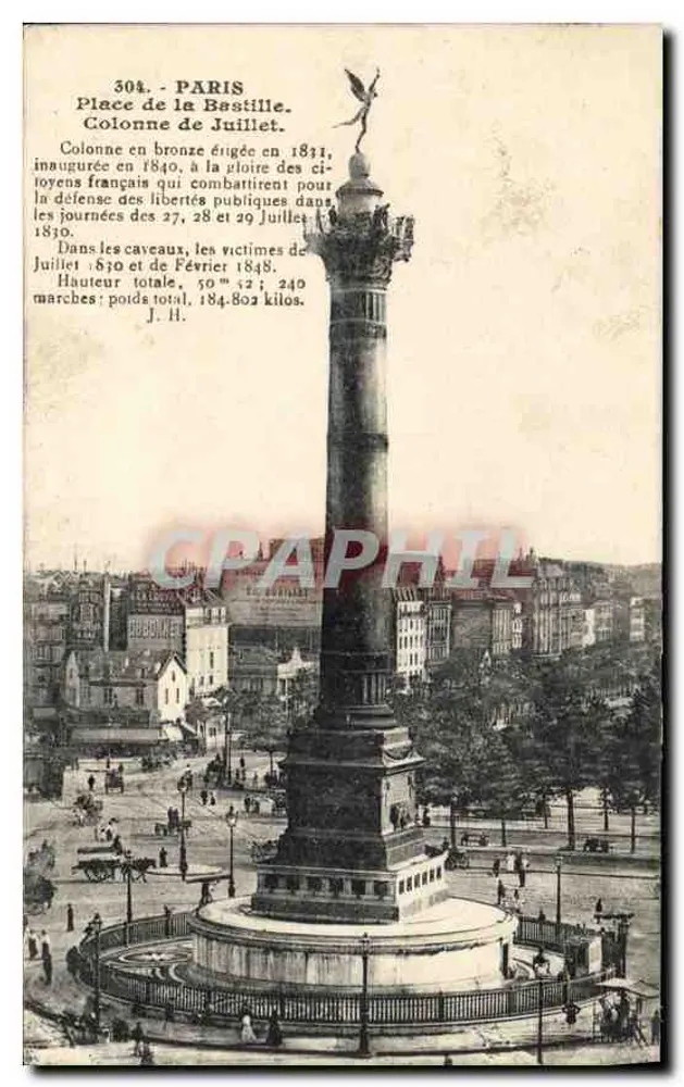 Place de la Bastille — Colonne de Juillet — L. Boisso, Verleger, rue du Temple, Paris - Vorderseite