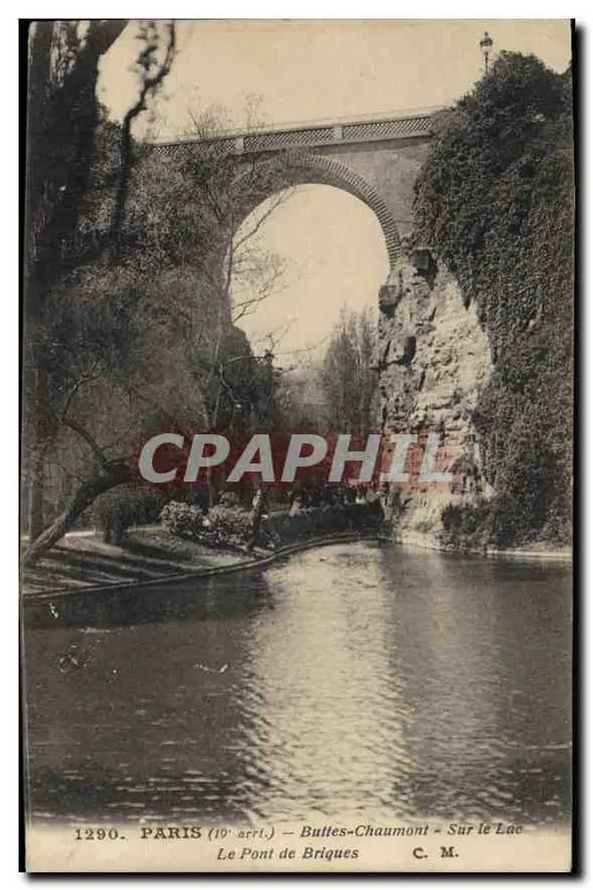 Paris (19. Arrondissement) — Buttes-Chaumont — Auf dem See — Die Ziegelbrücke — C. M. - Vorderseite
