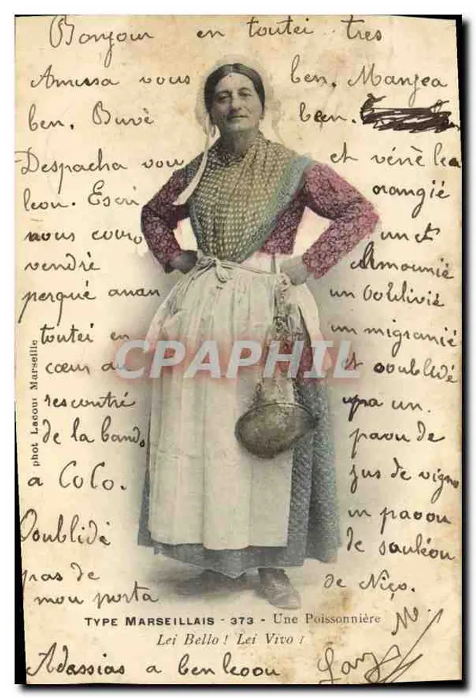Fischhändler — Marseille — phot. Lacou Marseille, Type Marseillais 373 - Vorderseite