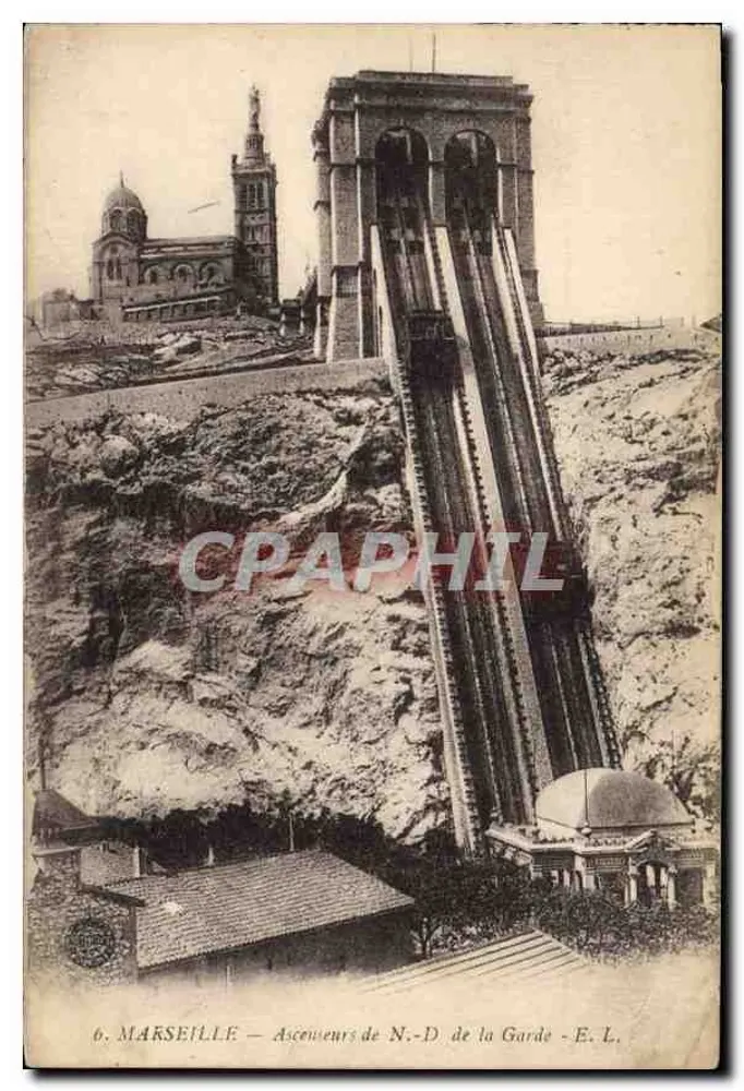 Marseille — Ascensores de N.-D. de la Garde — E. L. - Frente