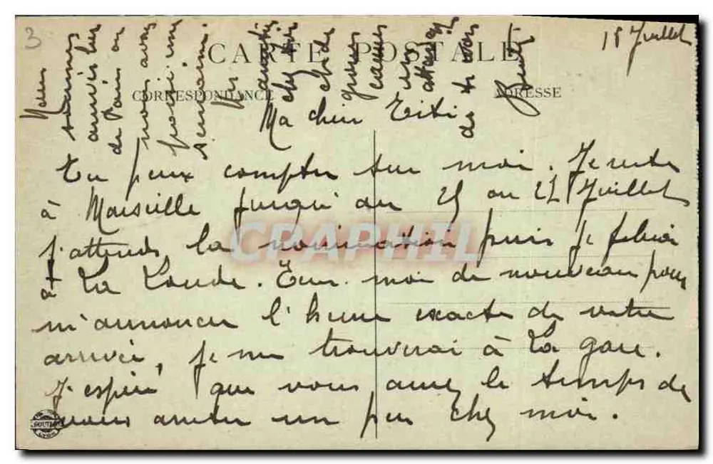 Marsella — Vista general hacia el Puerto — A.G. - Reverso