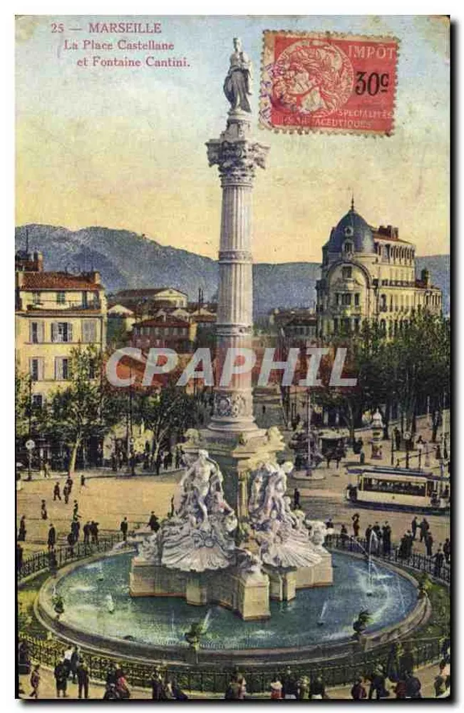 Marseille — Place Castellane und Fontaine Cantini — Unbekannter Verlag, Nr. 25 - Vorderseite