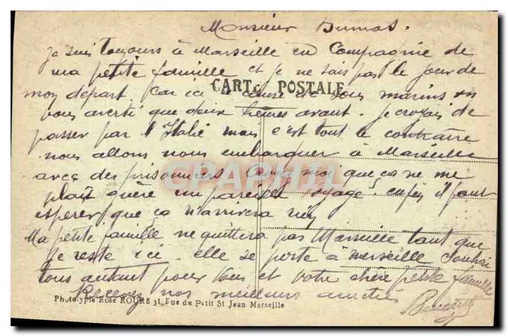 MARSEILLE - Palais Longchamp (Hauptmotiv) - Phototypie Rose ROURE, 31, Rue du Petit Saint Jean - Rückseite