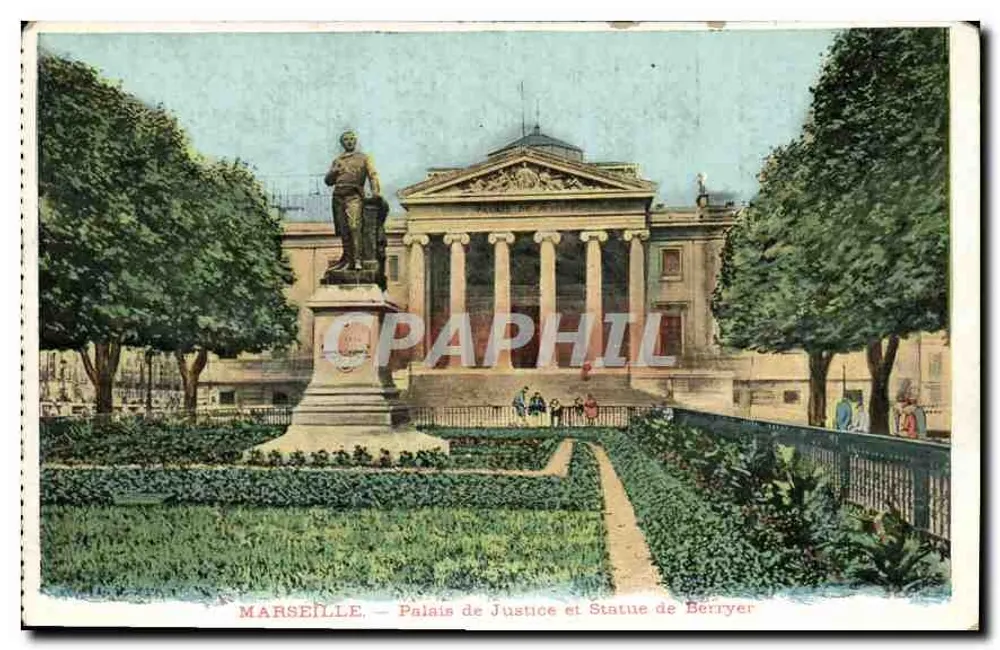 Marseille — Palais de Justice und Statue von Berryer - Vorderseite