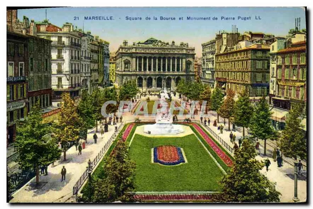 Marselha - Pátio da Bolsa e Monumento de Pierre Puget - Frente