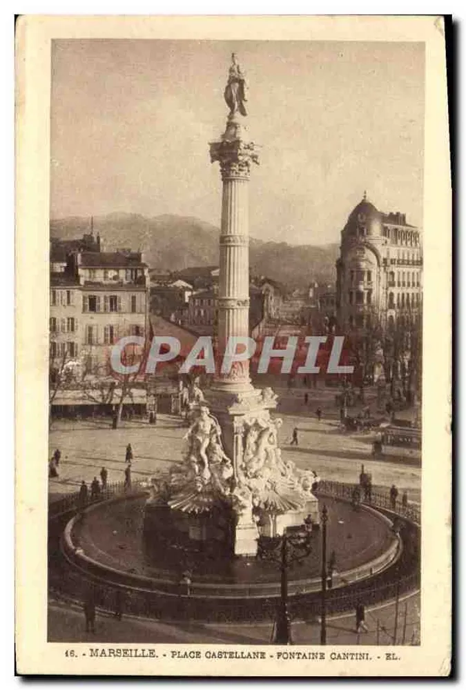 Marseille - Place Castellane - Fontaine Cantini - Éd. L. - Vorderseite