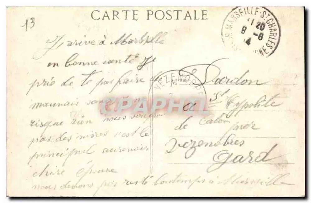 Marselha — Nossa Senhora da Guarda — editor não identificado - Verso