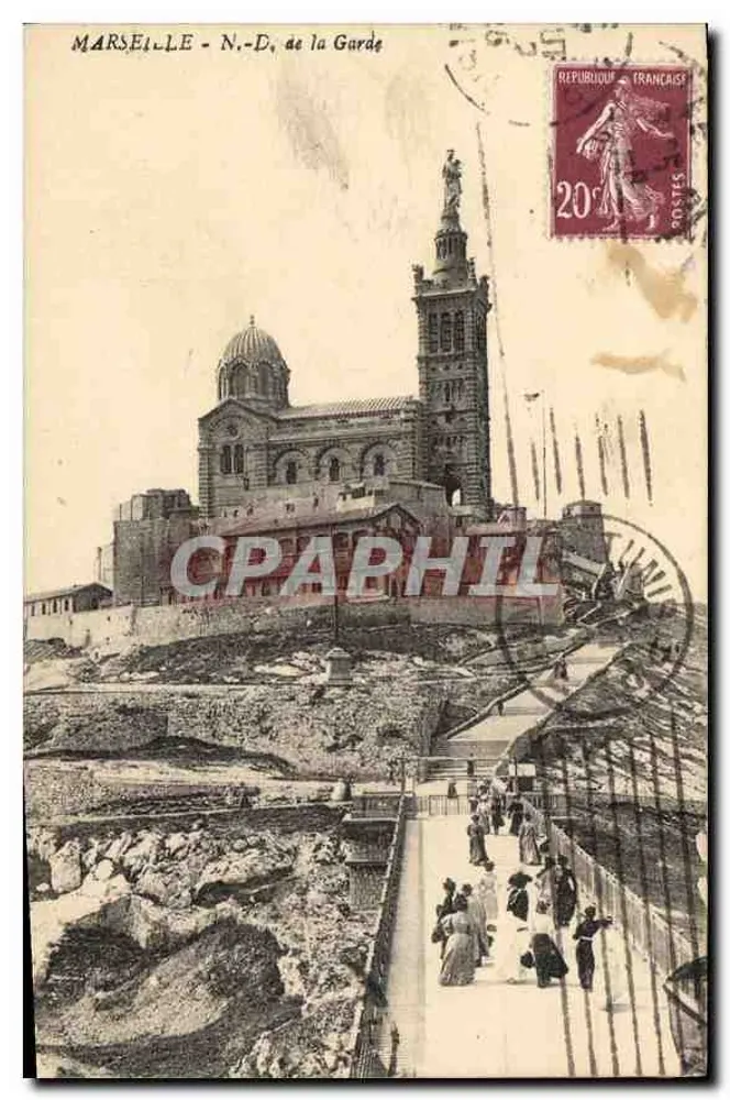 Marselha - N.-D. de la Garde — vista da basílica e do caminho da Garde - Frente