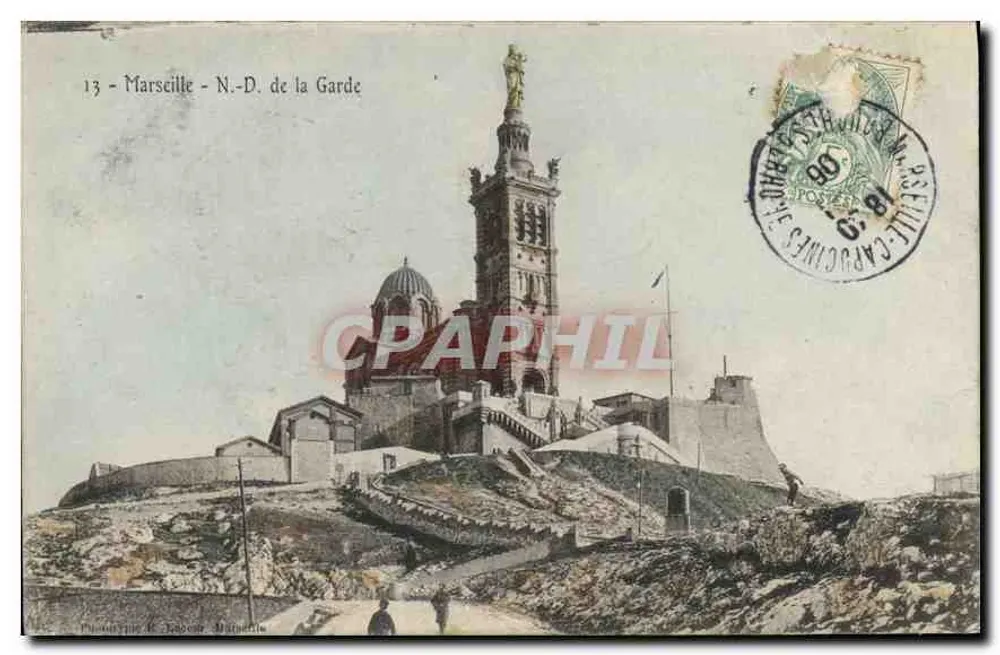 Marseille - Nossa Senhora da Guarda — editor: Fototipia de Rapoport, Marselha, n°13 - Frente