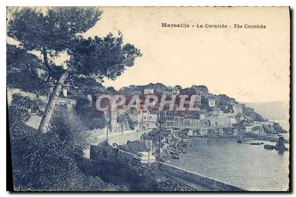 Marseille - A Corniche — vista panorâmica com pinheiro em primeiro plano — editor não identificado - Frente