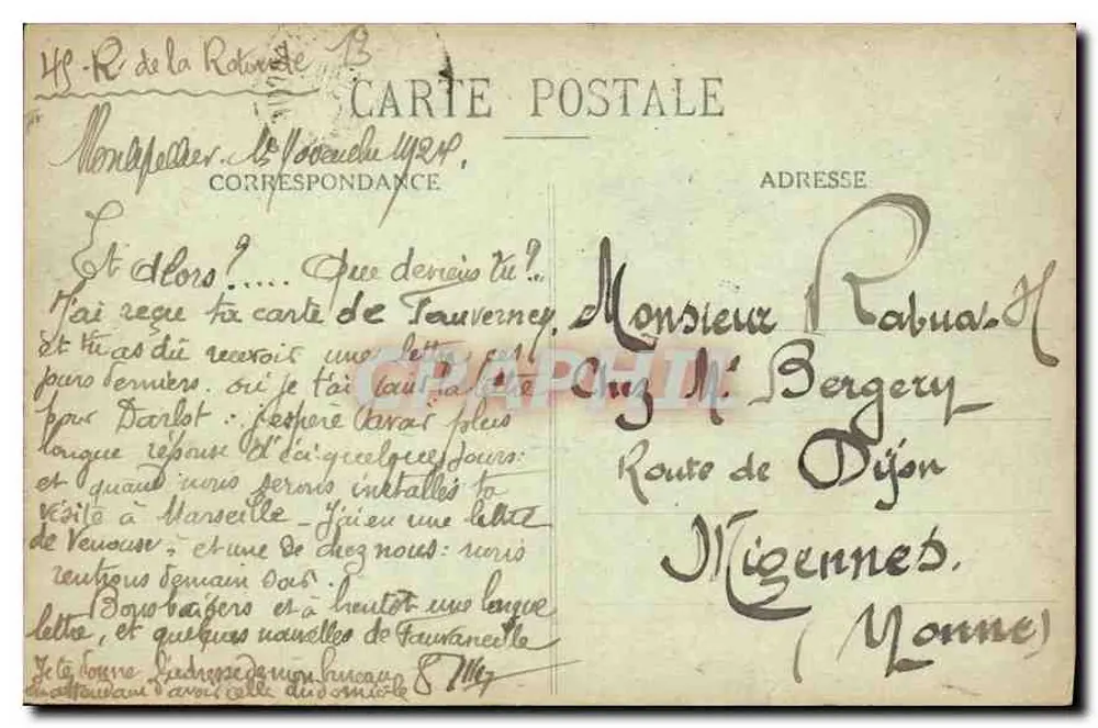 Marseille - A Corniche, Anse do Profeta - E.L. n°117 - Verso