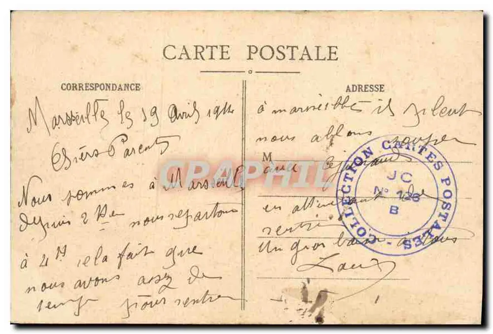 MARSEILLE - Rue de la République — vista da praça com trêm e pedestres — EL. n°20 - Verso