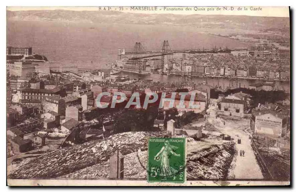 Marseille — Panorama der Quais von Notre-Dame de la Garde — S.A.P. Nr. 35 - Vorderseite