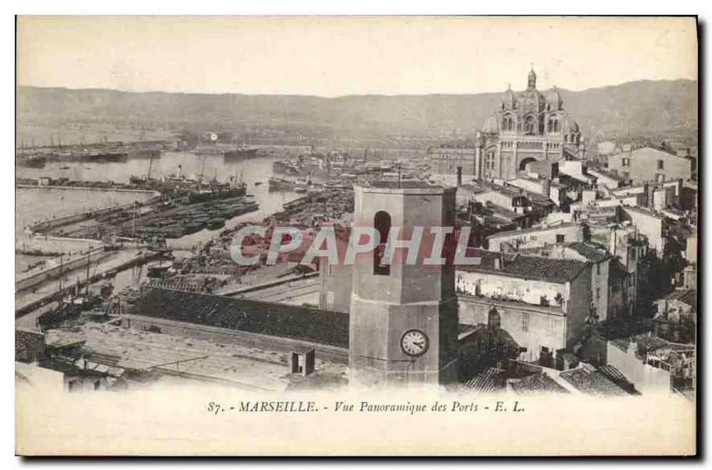 Marseille - Panoramablick auf die Häfen - E. L. - Vorderseite