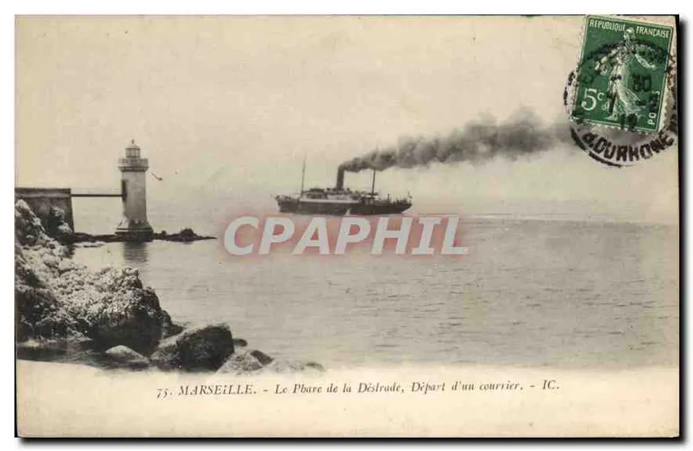 Marseille — Der Leuchtturm der Désirade, Abfahrt des Postwagens — IC. - Vorderseite