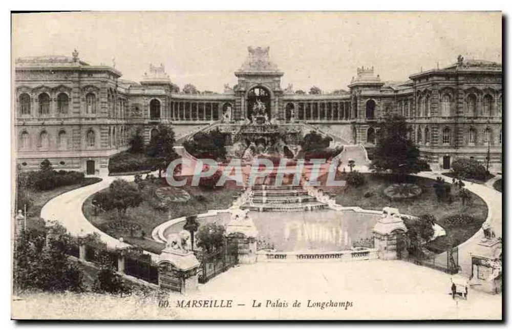 Marselha — O Palácio de Longchamps — Bilhete postal antigo n°60 - Frente