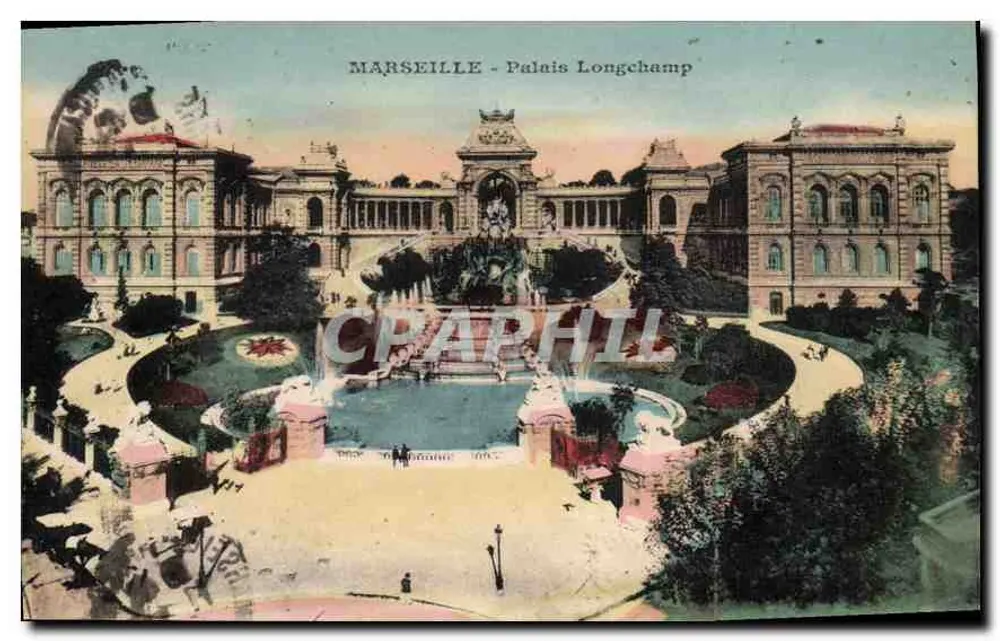 MARSEILLE - Palácio Longchamp — vista do jardim com fonte — editor não visível - Frente