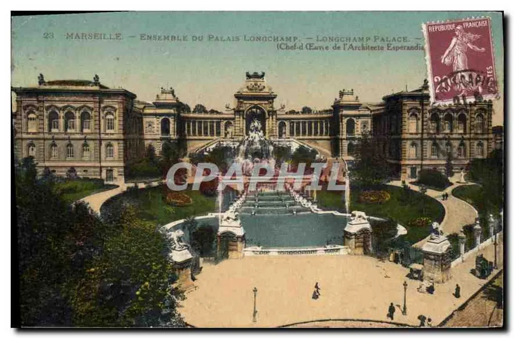 Marseille — Conjunto do Palácio Longchamp — Obra-prima do Arquiteto Esperandia - Frente