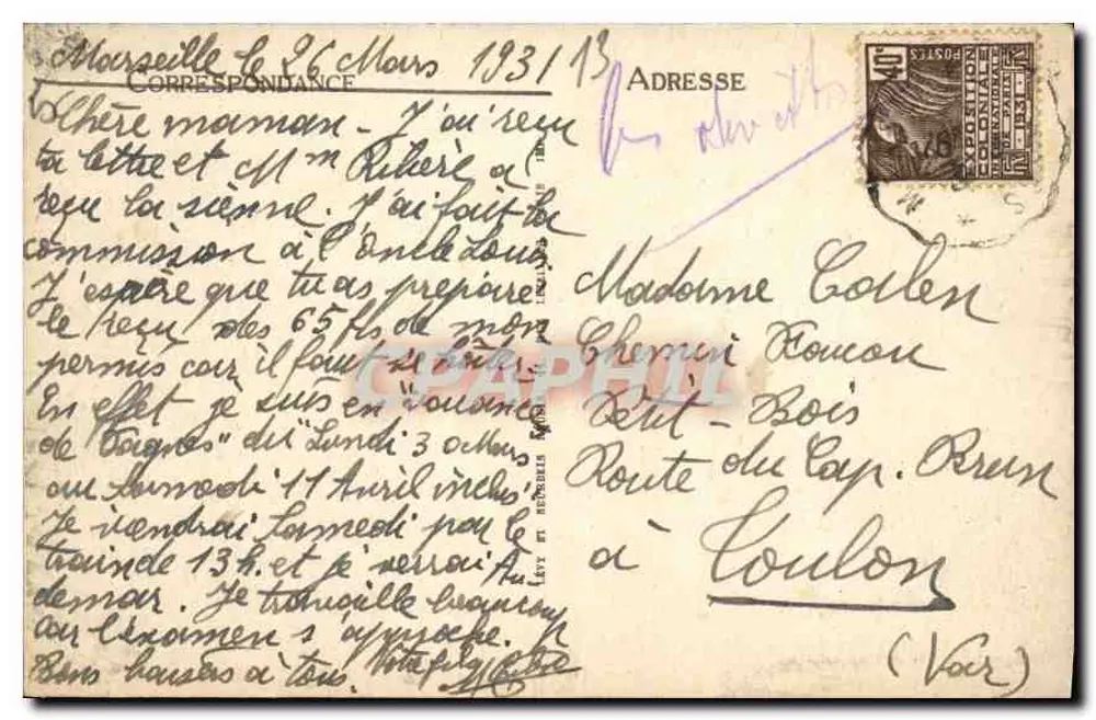 Marseille — Fort St-Jean und der Leuchtturm — LL - Rückseite