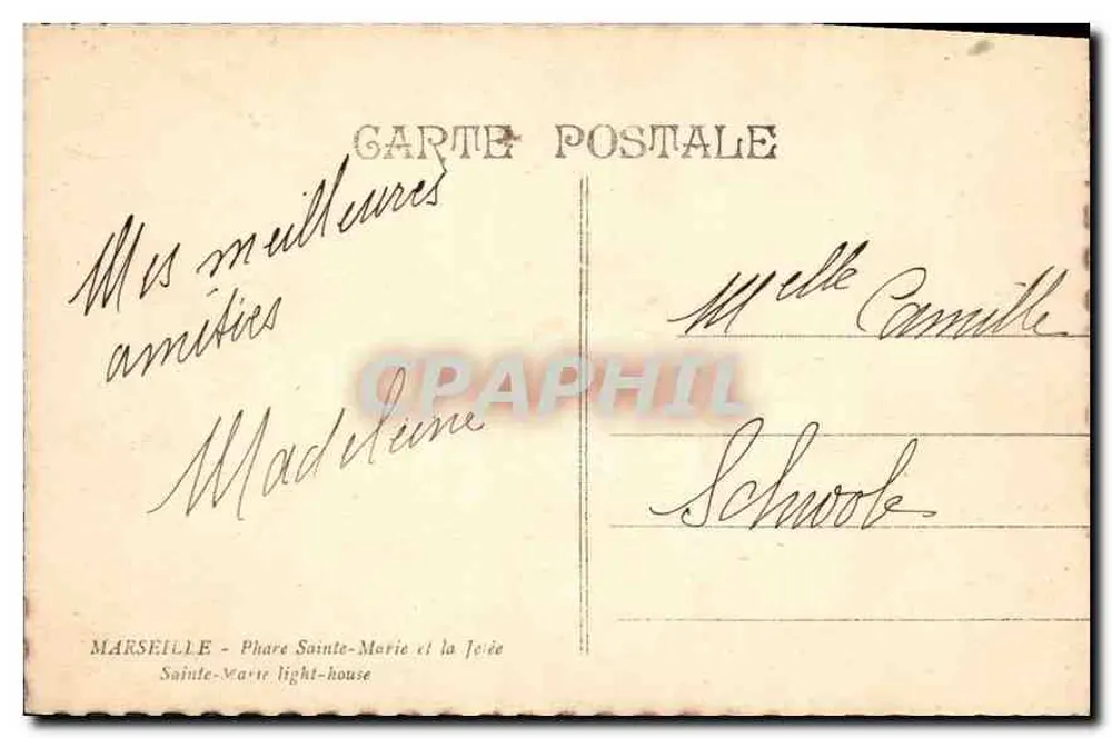 Farol de Sainte-Marie e a Ponta — Marseille — editor desconhecido, número de série não visível - Verso