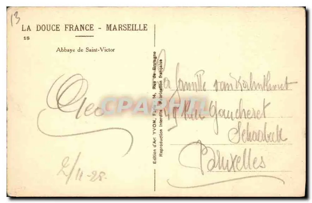 Abdij van Sint-Victor — Marseille — Kunstuitgave YVOM - Achterkant