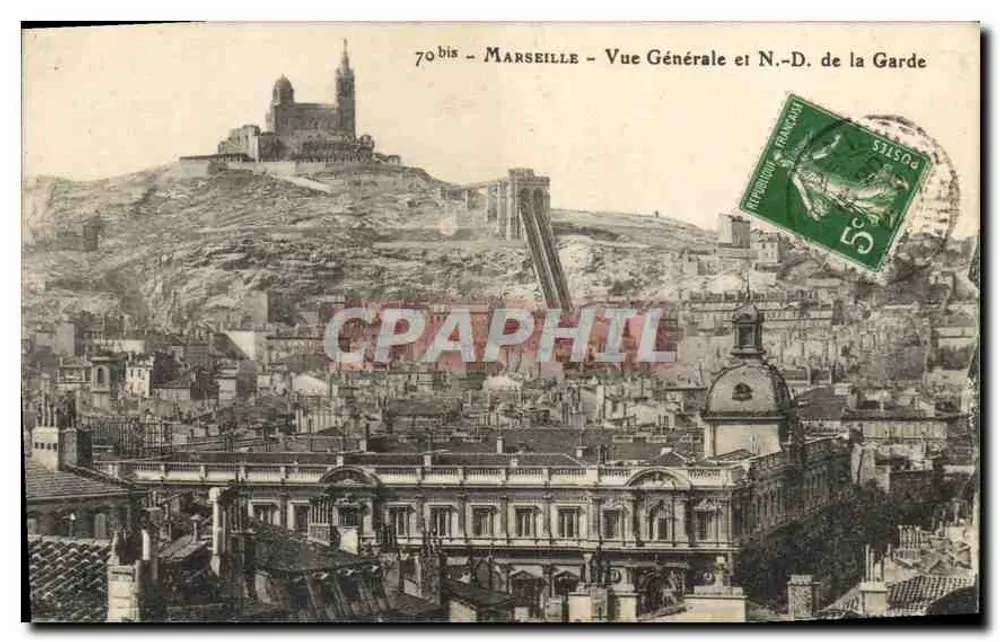 Marsella — Vista General y N.-D. de la Guardia — Marseillaise - Anverso