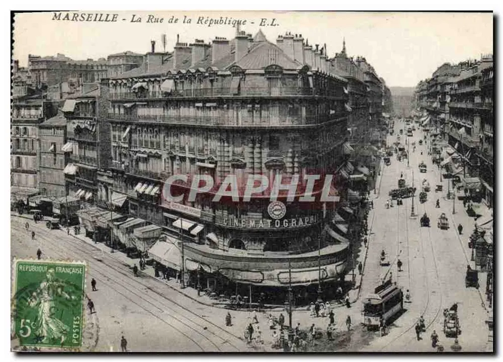 Marselha - A Rue de la République - E.L. - Frente