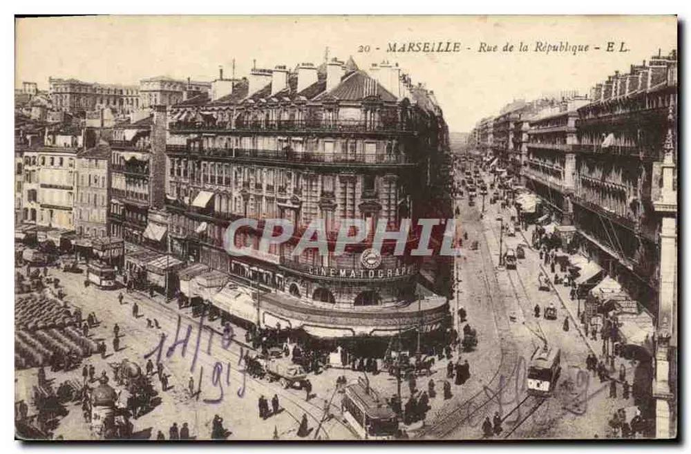 MARSEILLE - Rua da República - E L. - Cinématographe - Frente