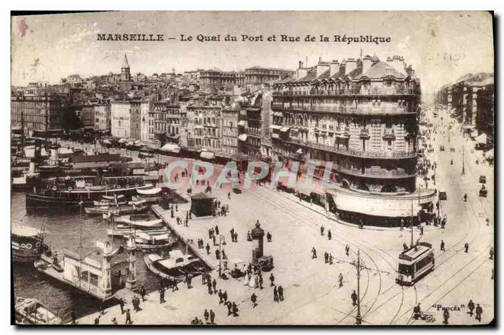 Marseille — Der Hafenkai und die Rue de la République — Unbekannter Verlag, Seriennummer 1512 - Vorderseite