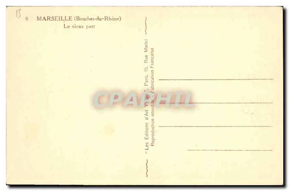 Marseille (Bouches-du-Rhône) — Der alte Hafen — Les Éditions d'Art 'W' Paris - Rückseite