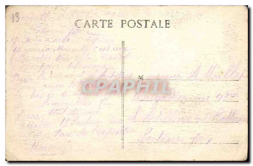 Marselha - Rue de la République — vista do canto com edifício com varandas — E. L. n°20 - Verso