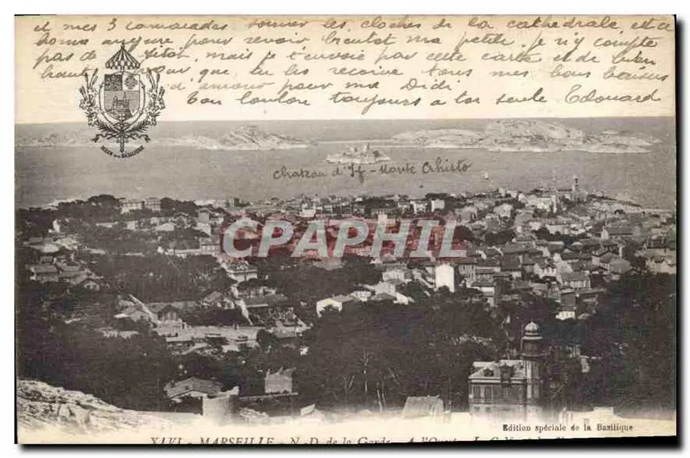Vista aérea de Marselha — N.D. de la Garde — Edição especial da Basílica - Frente