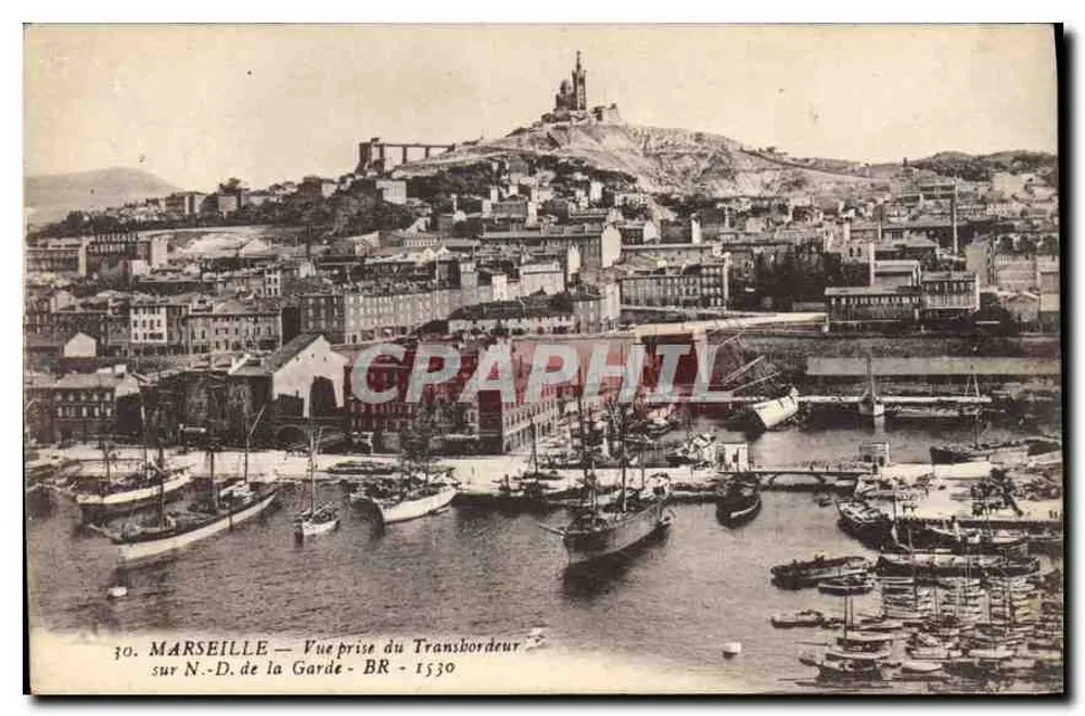 Marseille — Blick vom Transbordeur auf N.-D. de la Garde - BR - 1530 - Vorderseite