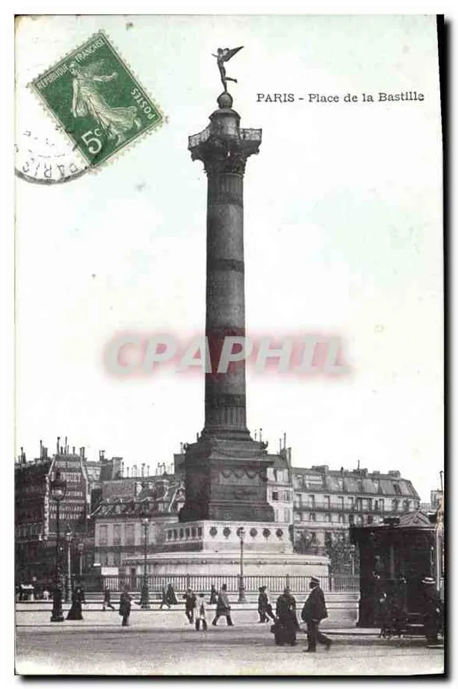 PARIS - Praça da Bastilha — coluna da Bastilha com estátua de anjo — editor desconhecido - Frente