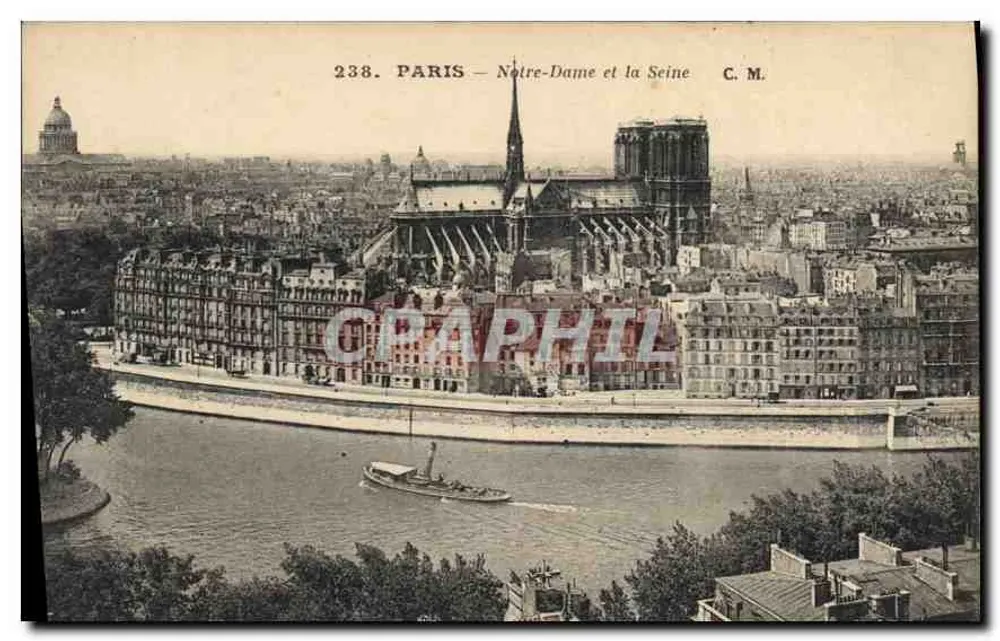 Paris — Notre-Dame e a Seine — Edição Artística C. M., n° 238 - Frente