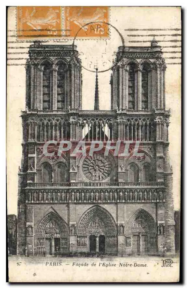 Paris — Facha da Igreja de Nossa Senhora — J.HOT. - Frente
