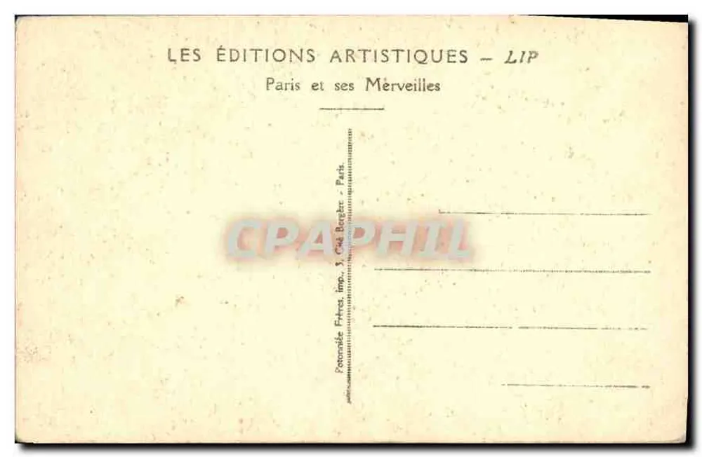 Paris. A Câmara dos Deputados — The Chamber of Deputies — Éditions Artistiques LIP, n°124 - Verso