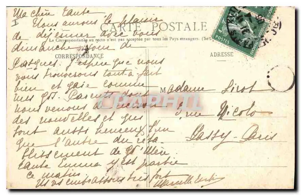 PARIS - A Estátua de Alexandre Dumas pai (N°693) - Verso