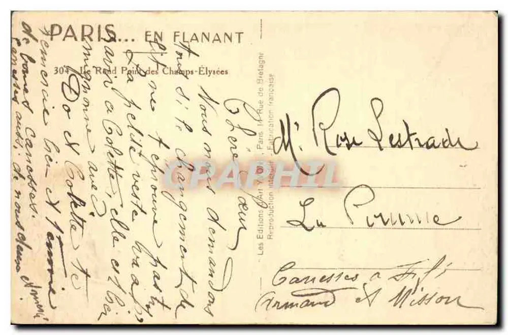 Paris... passeando — Praça dos Campos Elísios — Les Éditions Françaises - Verso