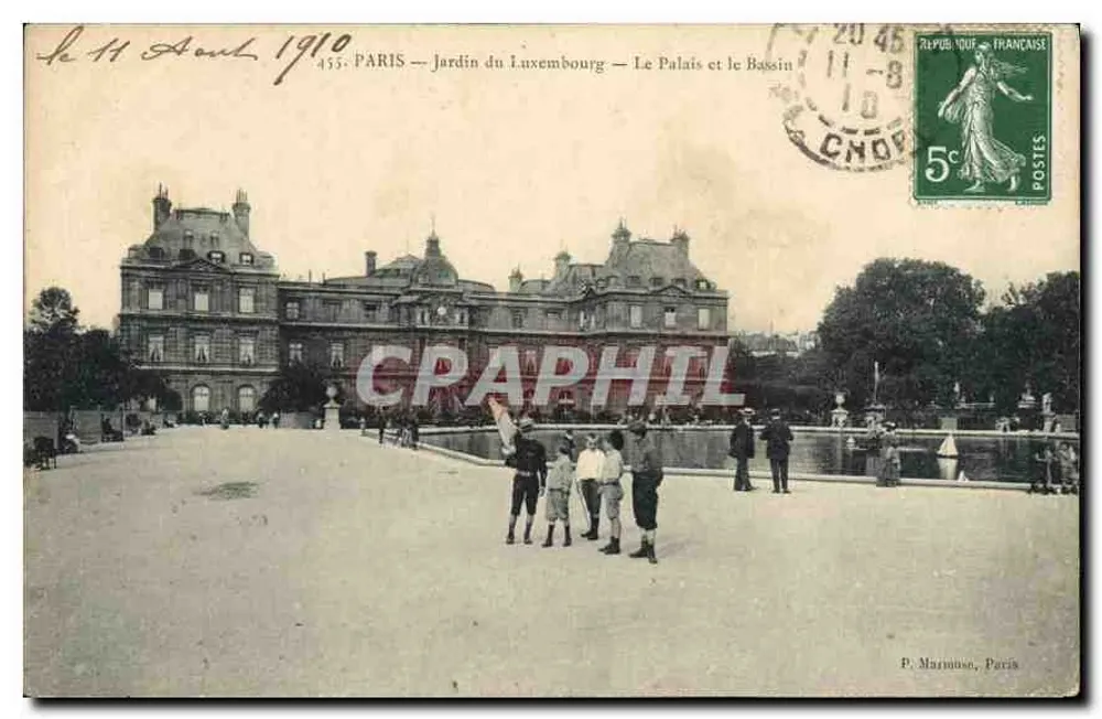 Paris — Luxembourg-Garten — Das Palais und der Bassin — P. Marmouse, Paris - Vorderseite