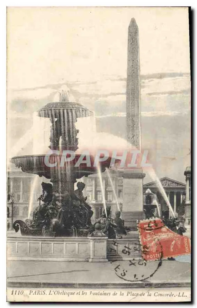 Paris. Der Obelisk und die Fontänen der Place de la Concorde — LL, n° 1110 - Vorderseite