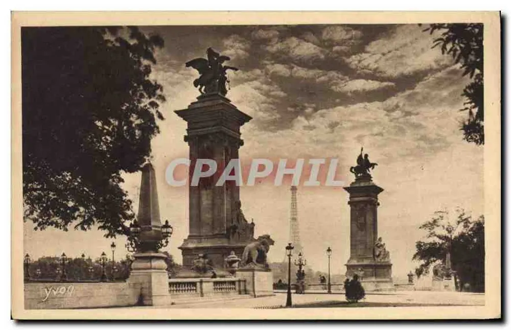 Paris — Spaziergang — Dekorative Architektur-Motive an der Eingangstür des Pont Alexandre III — Edition d'Art YVON, Naullly-Paris, Serie 6 N° 113 - Vorderseite